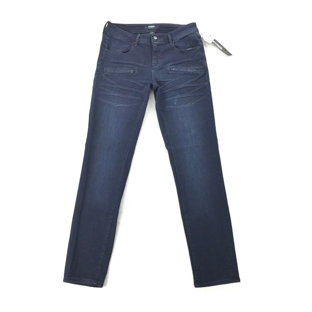 NEW Nevermind for Paper Fox Moto Jeans Size 26 Womens Dark Blue Wash Skinny Leg